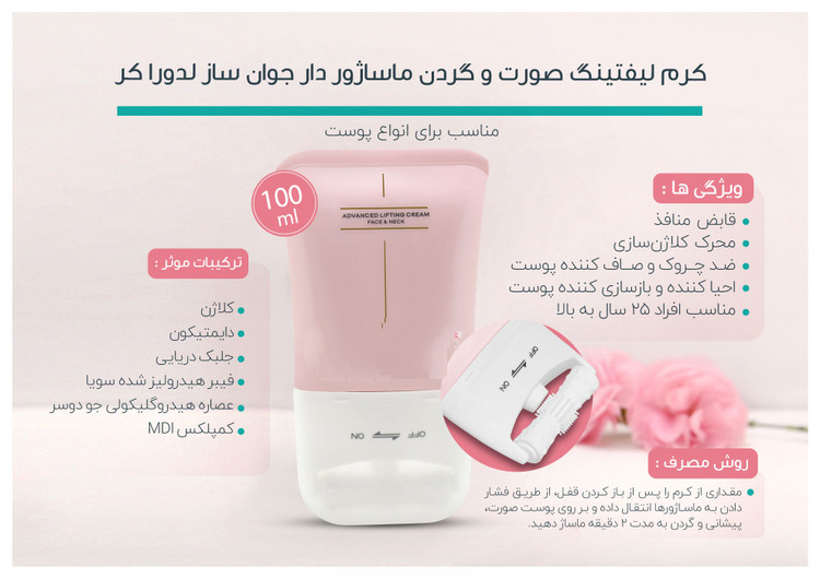 کرم جوانساز صورت و گردن ماساژور دار جوان ساز 100 میلی لیتر - مدل اورجینال