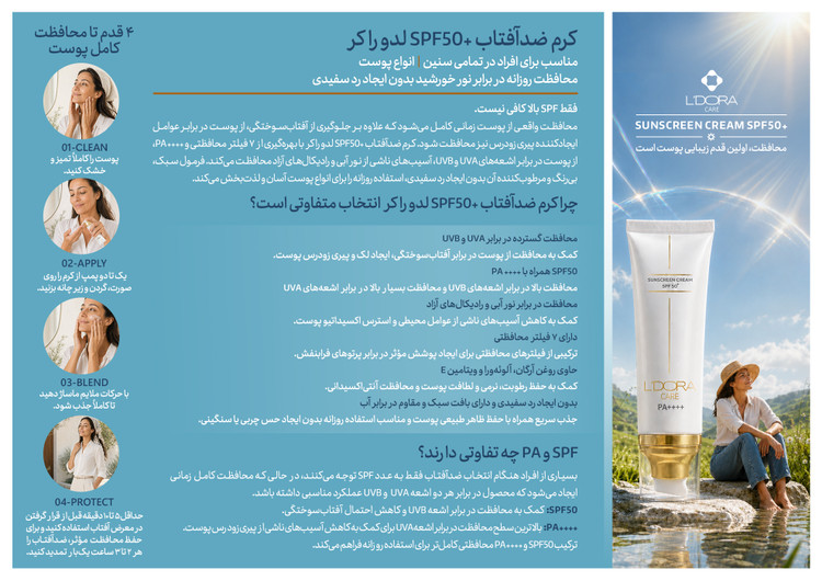 کرم ضدآفتاب +SPF50 بی رنگ - مدل اورجینال